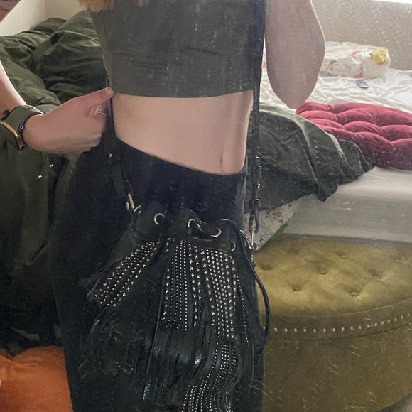 SAINT LAURENT STUDDED SMALL EMMANUELLE FRINGE BAG - Picture 13 of 15